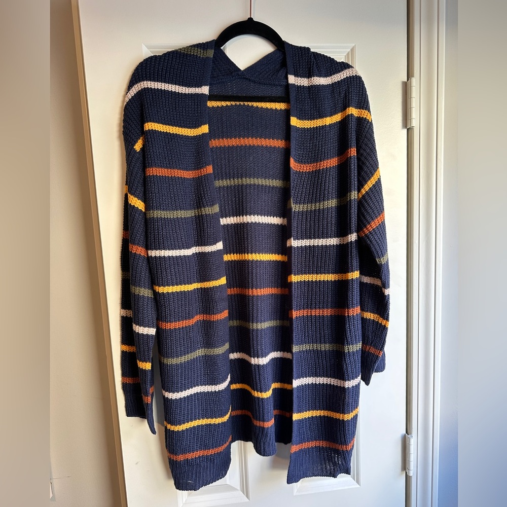 Unity Striped Pattern Drop Shoulder Duster Cardigan Sweater - Picture 4 of 7